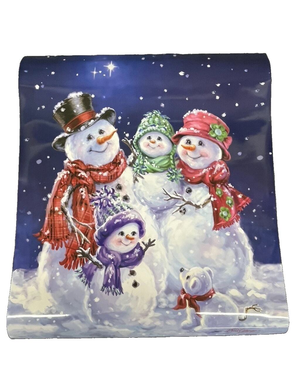 Dona Gelsinger Snowman Family Dishwasher Magnet Cover Christmas Decor 26x23